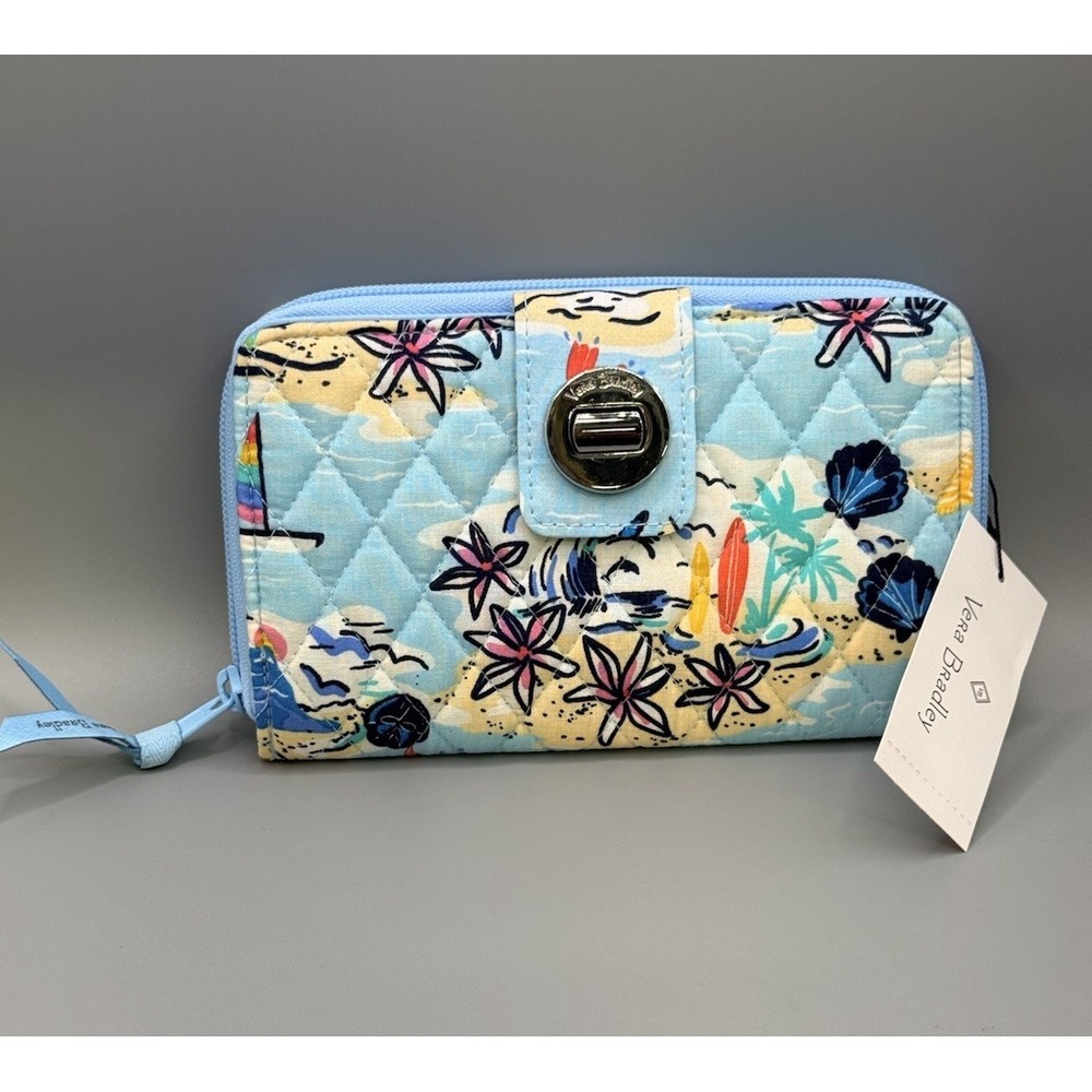 Vera Bradley New RFID Turnlock Wallet Beach Treasures NWT